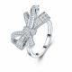 Moissanite Baguette Stone Cluster Statement Bowknot Ribbon 925 Sterling Silver Ring
