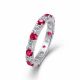 Round Alternating Moissanite Lab Grown Emerald Sapphire Ruby Full Eternity Band Ring Moissanite S925 Sterling Silver Elegant Fashion Women Wedding Anniversary Party Gift Jewelry