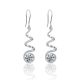 Geometric Spiral 925 Sterling Silver Long Drop Earrings