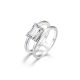 Rectangular Moissanite Centre Stone with Double Band  925 Sterling Silver Ring