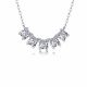 White Moissanite Geometric Five Stone Fan Curve 925 Sterling Silver Necklace