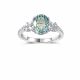 Oval Blue Green Moissanite  925 Sterling Silver Floral Side Stone Cluster Ring