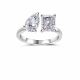 Adjustable Tardrop Shaped Rectangular Moissanite  925 Sterling Silver Ring