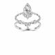 Moissanite Pear Cut Floral Crown Stacked Ring Set Platinum Color S925 Sterling Silver Ring for Women and Men Vintage Elegant Princess Style Wedding Party Anniversary Gift Jewelry