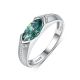 Green Marquise Cut Moissanite Geometric Oval Shaped 925 Sterling Silver Ring