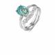 Green Moissanite Centre Stone Stacked Design 925 Sterling Silver Ring