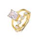 Rectangular Cut Moissanite Stacked-Style Set For Women 925 Sterling Silver Ring