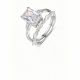 Minimalist Square Moissanite Set with 925 Sterling Silver Ring