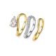 Three Piece Teardrop Shaped Cubic Zirconia Set Stackable 925 Sterling Silver Rings