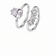 Women’s Striped Design Pear-Shaped Moissanite Two-Piece Stackable Set of 925 Sterling Silver Rings