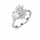 Princess Style Petal Cluster Cushion Cut Moissanite 925 Sterling Silver Ring