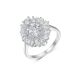 Large Flowered Moissanite Round Centre Stone  925 Sterling Silver Ring