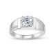 Round Solitaire D Color Center Stone Men's S925 Silver Geometric Band Moissanite Ring
