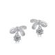 Bow Knot Moissanite Earrings Vintage Fashion 925 Sterling Silver Stud Drop Earrings With Clear Pave Bow Design And Dangling Round 5mm 0.88ct Stone For Women Elegant Gift Jewelry