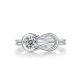 Infinity Loop Geometric Moissanite Ring Thick White Gold Plated S925 Sterling Silver Adjustable Open Band Ring For Women 5mm Round 0.45ct Modern Elegant Fashion Gift Jewelry