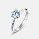 Classic Round Moissanite Six Prong Solitaire Ring White Gold Color S925 Sterling Silver Closed Band Ring for Women Minimalist Elegant Fashion Wedding Promise Jewelry