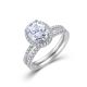 Oval Halo Moissanite Ring White Gold Plated S925 Sterling Silver Split Shank Band Ring for Women Elegant Fashion Engagement Wedding Anniversary Party Gift Jewelry