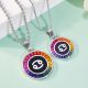 Rainbow Synthetic Gemstone Round Zodiac Halo Pendant Necklace