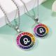 Rainbow Baguette-Cut Zodiac Disc Necklace in 925 Sterling Silver