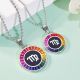 Rainbow Baguette-Cut Zodiac Medallion Pendant Necklace in 925 Sterling Silver