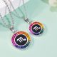Rainbow Synthetic Gemstone Scorpio Medallion Necklace in 925 Sterling Silver