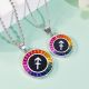 Baguette-Cut Rainbow Synthetic Gemstone Sagittarius Medallion Necklace