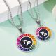 Rainbow Baguette Halo Capricorn Zodiac Necklace in 925 Sterling Silver