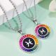 Rainbow Baguette-Cut Gemstone Pisces Medallion Necklace in 925 Sterling Silver