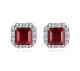 Asscher-Cut Lab Gemstone Art Deco Halo Stud Earrings in 925 Sterling Silver