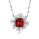 Cushion-Cut Gemstone Floral Halo Necklace in 925 Sterling Silver