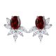 Oval-Cut Lab Gem Floral Cluster Stud Earrings in 925 Sterling Silver
