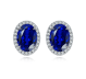 Oval-Cut Halo Lab Gemstone Stud Earrings in 925 Sterling Silver