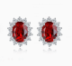 Oval-Cut Lab-Grown Gemstone Floral Halo Stud Earrings in 925 Sterling Silver