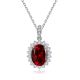 Oval-Cut Lab Gemstone Floral Halo Pendant Necklace in 925 Sterling Silver