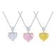 Heart-Cut High-Carbon Crystal Romantic Drop Necklace in 925 Sterling Silver