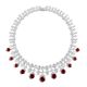 Lab Ruby Cushion-Cut Floral Cascade Statement Necklace in Sterling Silver