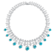 Cushion-Cut Lab-Created Paraiba Floral Fringe Statement Necklace in 925 Sterling Silver