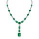 Emerald-Cut Green High-Carbon Stone Halo Drop Necklace in 925 Sterling Silver