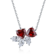 Heart-Cut Gemstone Butterfly Cluster Pendant Necklace in 925 Sterling Silver