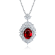 Oval-Cut Halo Statement Gemstone Pendant Necklace in 925 Sterling Silver