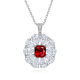 Radiant-Cut Created Gemstone Floral Halo Necklace in 925 Sterling Silver