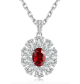 Oval-Cut Lab-Grown Gemstone Floral Halo Necklace in 925 Sterling Silver