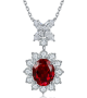 Oval-Cut Lab-Grown Gemstone Butterfly Halo Drop Necklace in Sterling Silver