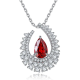 Pear-Cut Created Gemstone Open Halo Pendant Necklace in 925 Sterling Silver