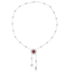 Round-Cut Lab-Grown Gemstone Floral Halo Tassel Necklace in 925 Sterling Silver