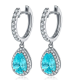 Pear-Cut Gemstone Halo Drop Earrings in 925 Sterling Silver