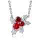 Round-Cut Lab-Created Gemstone Floral Cluster Pendant Necklace in Sterling Silver