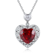 Heart-Cut Gemstone Openwork Heart Halo Pendant Necklace in 925 Sterling Silver