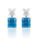 Blue Radiant-Cut Moissanite Floral Drop Earrings in 925 Sterling Silver