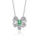 Octagon-Cut Green Moissanite Bow Pendant Necklace in 925 Sterling Silver